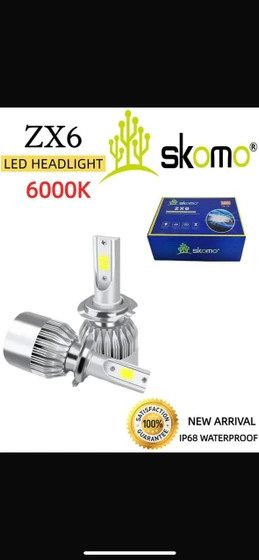 هدلایت سفید یخی لنزو Lenzo skomo zx6پایه H7 (بسته دو عددی)