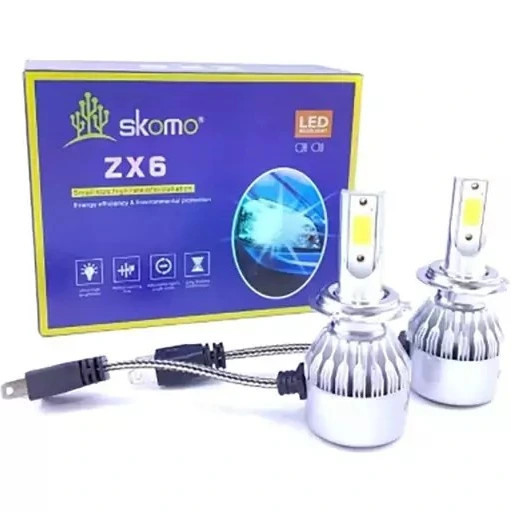 هدلایت سفید یخی لنزو Lenzo skomo zx6پایه H7 (بسته دو عددی)