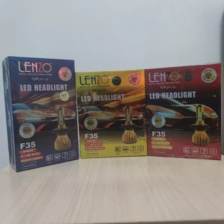 هدلایت لنزو دو رنگ (سفیدیخی/زرد لیمویی)مدل Lenzo F35 پایه H3 (بسته دو عدد)